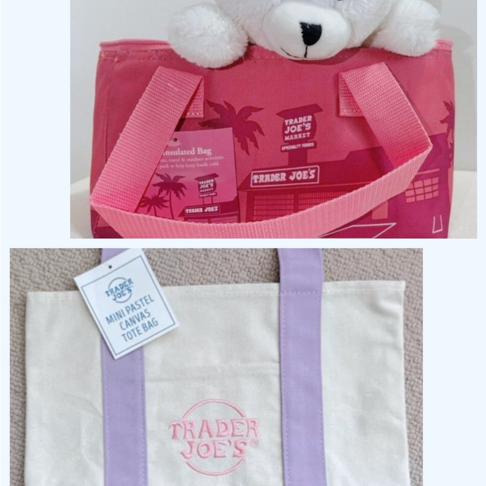Trader Joe's cute bundle- mini canvas bag purple & mini insulated lunch Bag